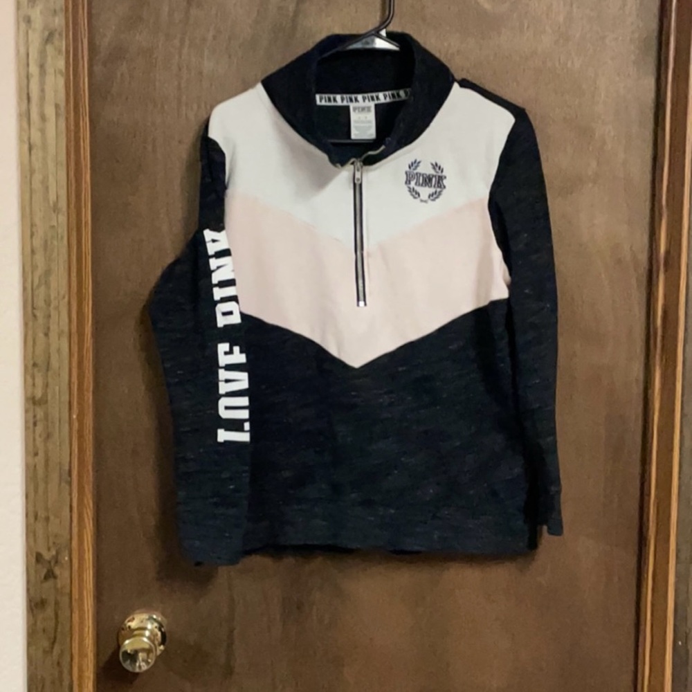 Victorias Secret‎ Pink Quarter Zip Sweatshirt Marled Grey Medium